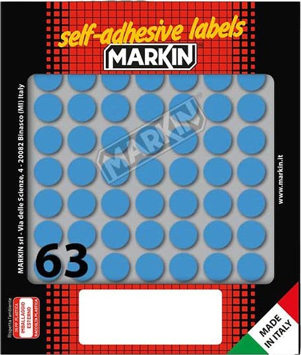 Etichetta Adesiva Blu Tonda D14Mm (10Fogli X 63Etichette Markin in Carta per stampanti a getto d'inchiostro Il Centro - Jesi, commercioVirtuoso.it
