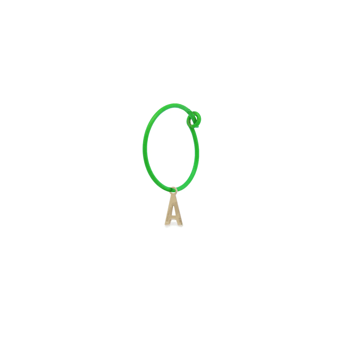 Rue des Mille - MONO ORECCHINO LETTERA HOOP VERDE FLUO ORO18KT in Orecchini Alba Gioielli - Casoria, commercioVirtuoso.it