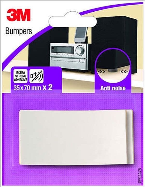 3M---2-PARACOLPI-ADESIVI-ANTI-RUMORE-RETTANGOLARI-35x70mm