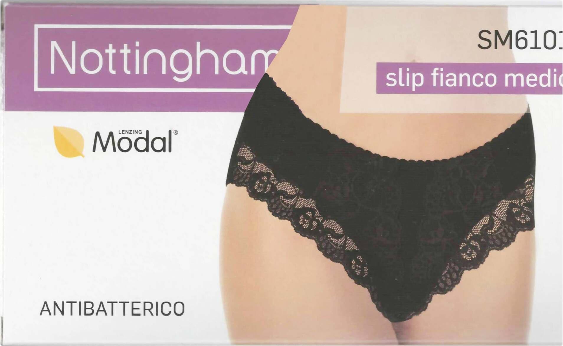 3x Slip Donna Intimo Nottingam Slip a Vita Alta in Cotone E Modal Antibatterico Neri Con Pizzo Slip Donna Fianco Medio Art. Sm 6101