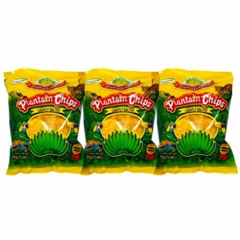 TROPICAL GOURMET PLANTAIN CHIPS LIGHTLY SALTED PATATINE DI PLATANO SALATE 85 G x 3 BUSTE in Di mais Agbon - Martinsicuro, commercioVirtuoso.it