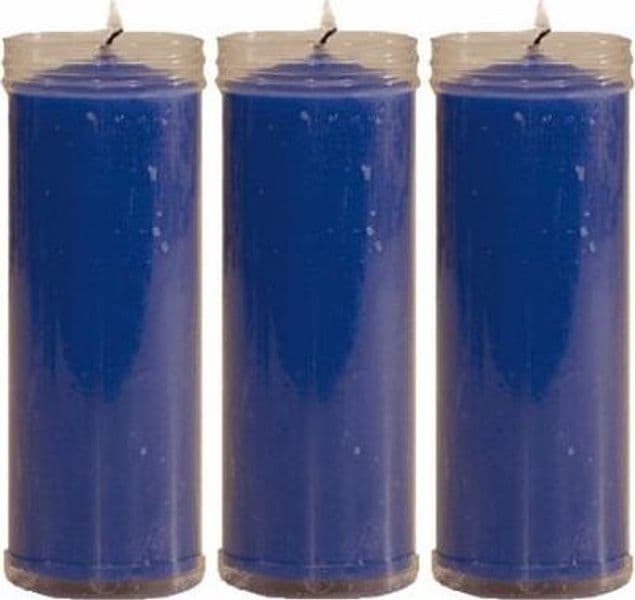 VELÒN AZUL OSCURO CANDELA BLU CM 14 X 5.5 CON TUBO PROTECTOR X 3 PZ in Candele esoteriche Agbon - Martinsicuro, commercioVirtuoso.it