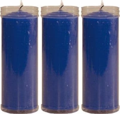 VELÒN AZUL OSCURO CANDELA BLU CM 14 X 5.5 CON TUBO PROTECTOR X 3 PZ in Candele esoteriche Agbon - Martinsicuro, commercioVirtuoso.it