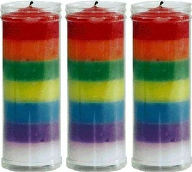 VELÒN CONSAGRADO PARA PETICIÒN 7 POTENCIAS ROJO ARRIBA CM 14 X 5.5 CON TUBO PROTECTOR X 3 PZ in Candele esoteriche Agbon - Martinsicuro, commercioVirtuoso.it