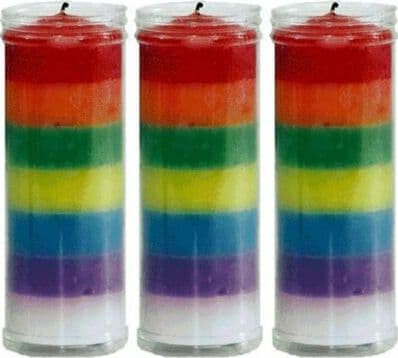 VELÒN CONSAGRADO PARA PETICIÒN 7 POTENCIAS ROJO ARRIBA CM 14 X 5.5 CON TUBO PROTECTOR X 3 PZ in Candele esoteriche Agbon - Martinsicuro, commercioVirtuoso.it