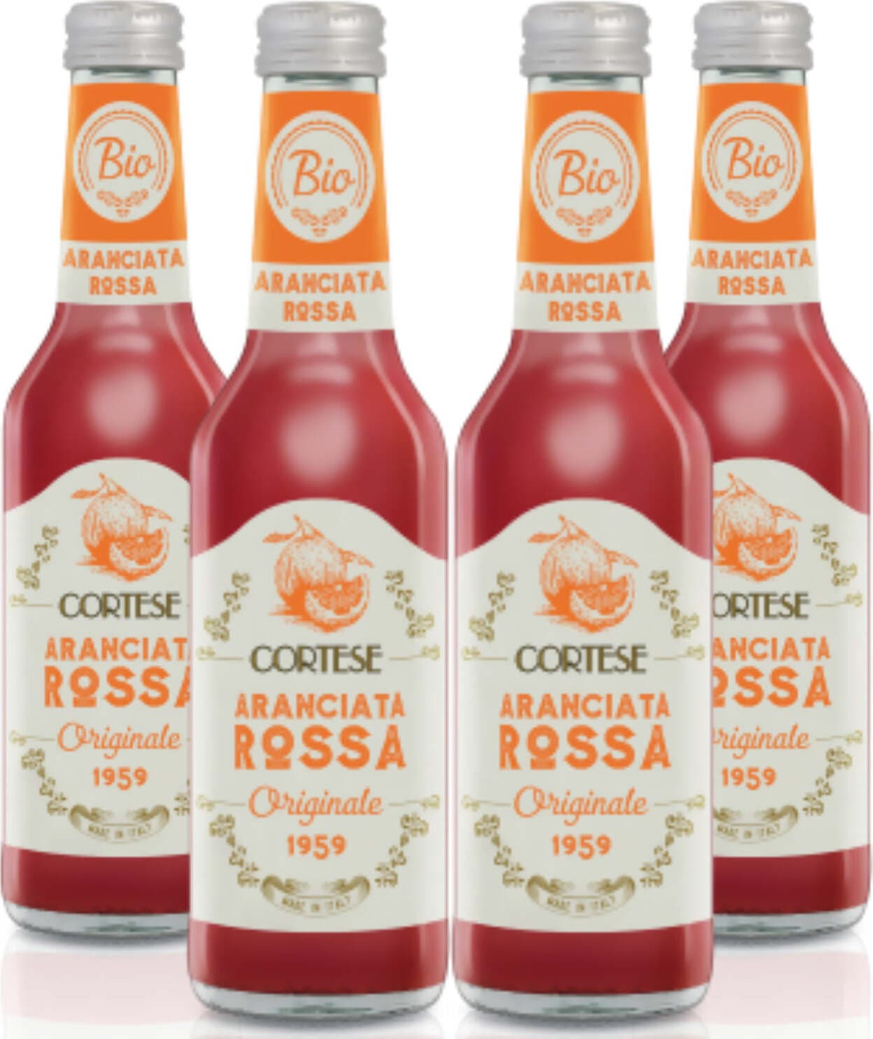 4 Bottiglie Di Aranciata Rossa Biologica 275ml Gusto Classico Delle Arance Rosse Italiane