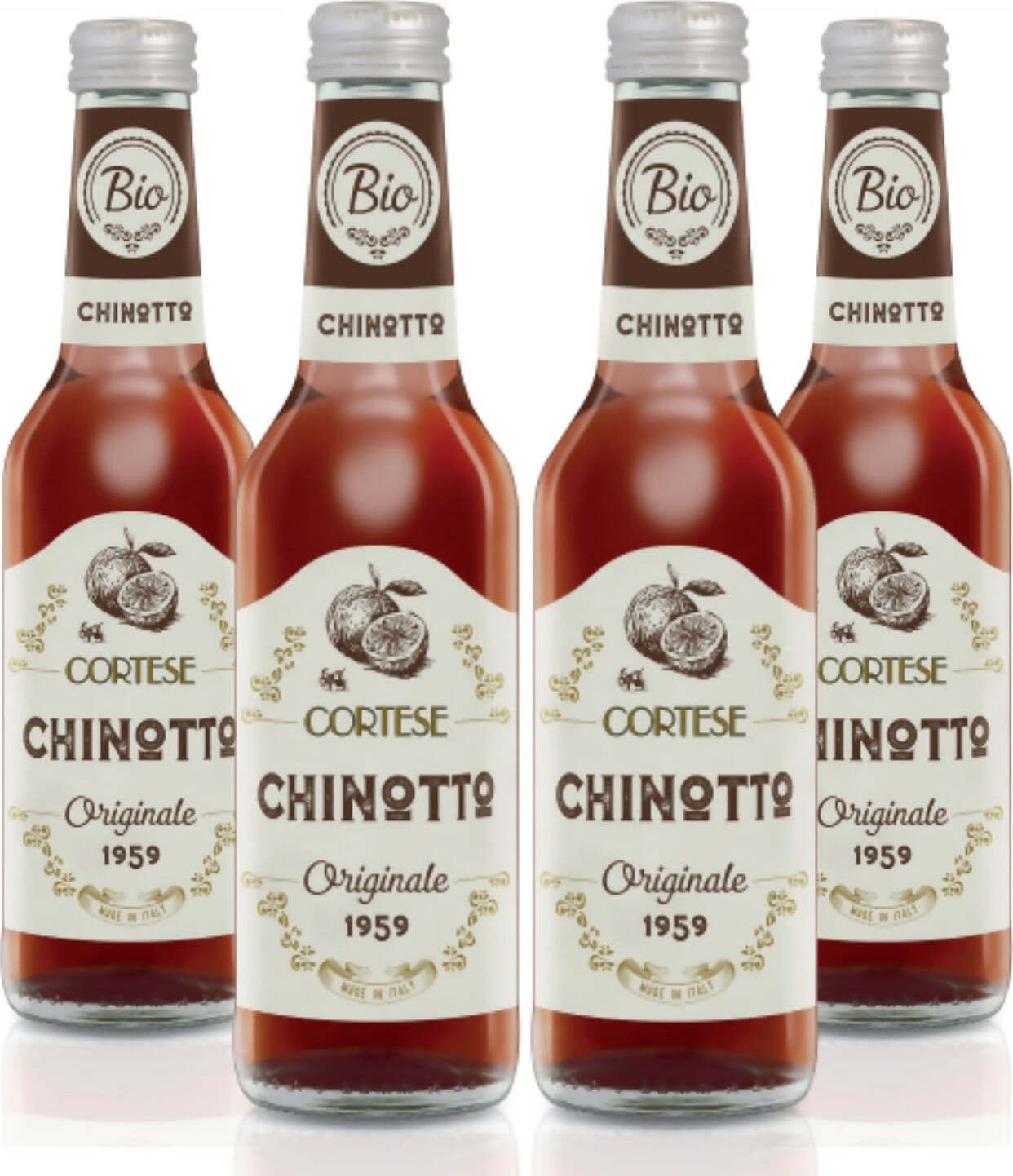 4 Bottiglie Di Chinotto Biologica 275ml - Originale Bio 1959 - La Bevanda Tipica Della Tradizione Nazionale