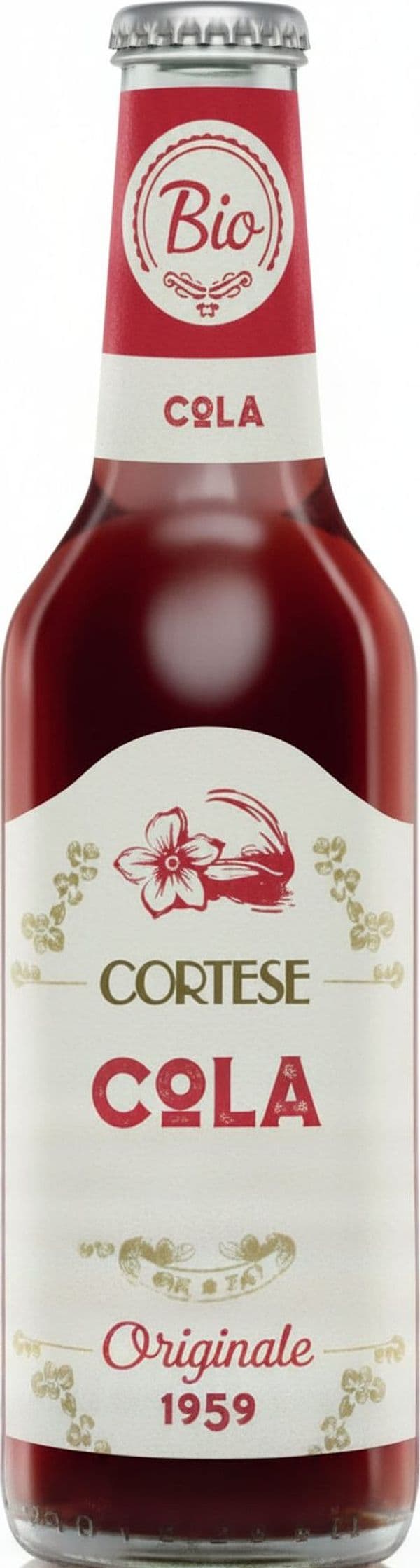 4 bottiglie di COLA Biologica 275ml ORIGINAL 1959 con estratti di noce di cola. L’inconfondibile colore scuro invece deriva dal caramello.