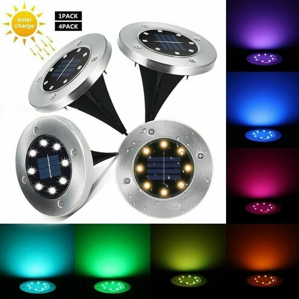 4 Faro Lampada 8 Led Rgb Solare Da Esterno Giardino Faretto Picchetto Segnapassi in Luci per sentieri Trade Shop italia - Napoli, commercioVirtuoso.it