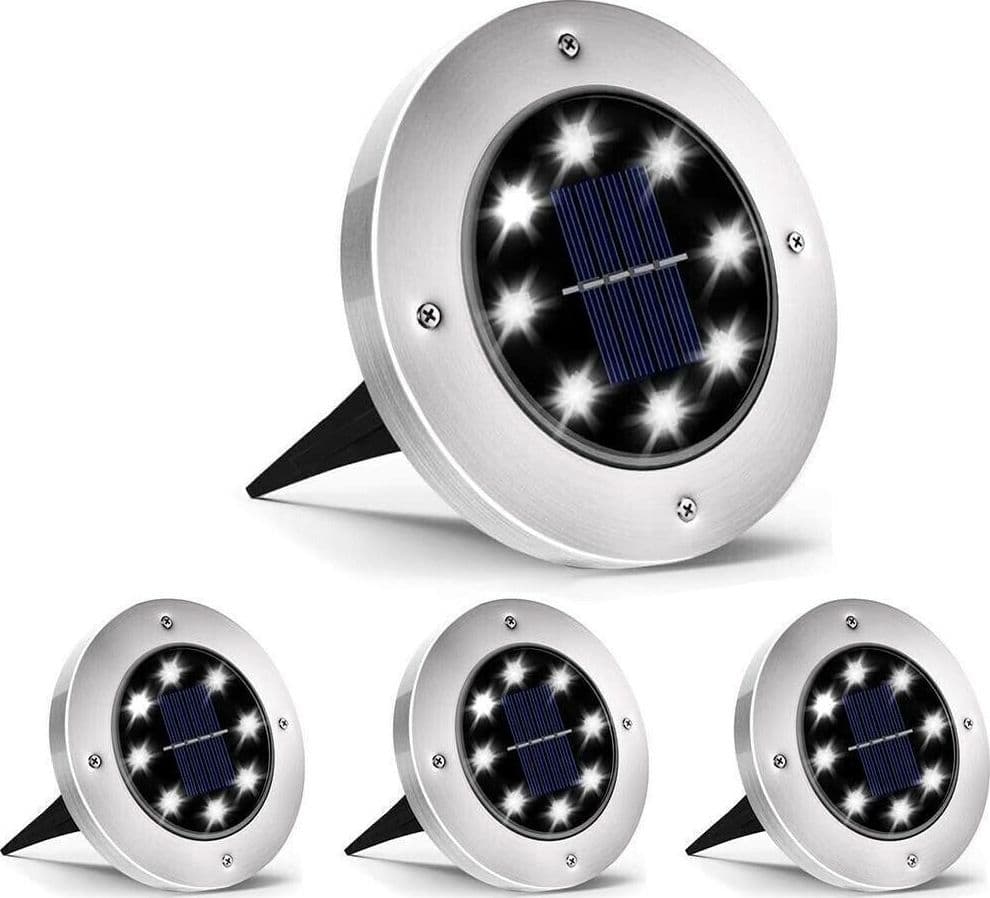 4-Faro-Lampada-Led-Solare-Da-Esterno-Giardino-Faretto-8-Led-Picchetto-Segnapassi