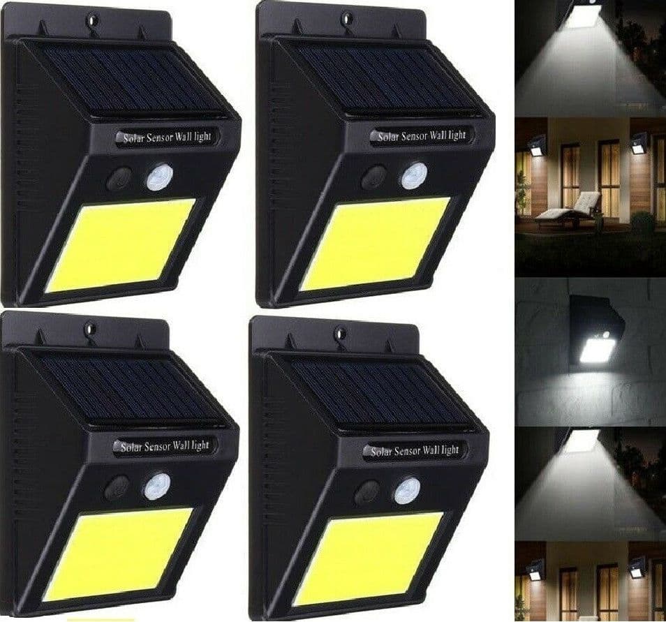 4 Lampada Led Solare Da Esterno Giardino Faretto Fotovoltaico Sensore A 48 Led Illuminazione/Illuminazione per esterni/Lampade da parete Trade Shop italia - Napoli, Commerciovirtuoso.it