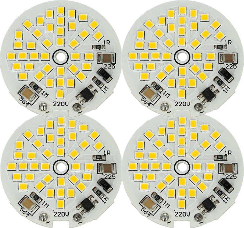 4-PZ-Scheda-Led-AC-220V-5W-Bianco-Neutro-4500K-Piastra-Led-Plate-Modulo-Diametro-48mm-40-Smd-2835-Ledlux