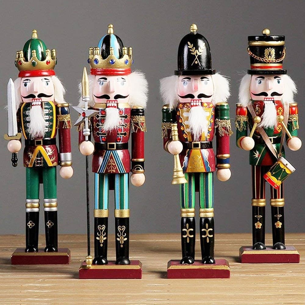 4 X SOLDATO SCHIACCIANOCI DI NATALE IN LEGNO 30 CM DECORAZIONI NATALIZIE 4 PEZZI