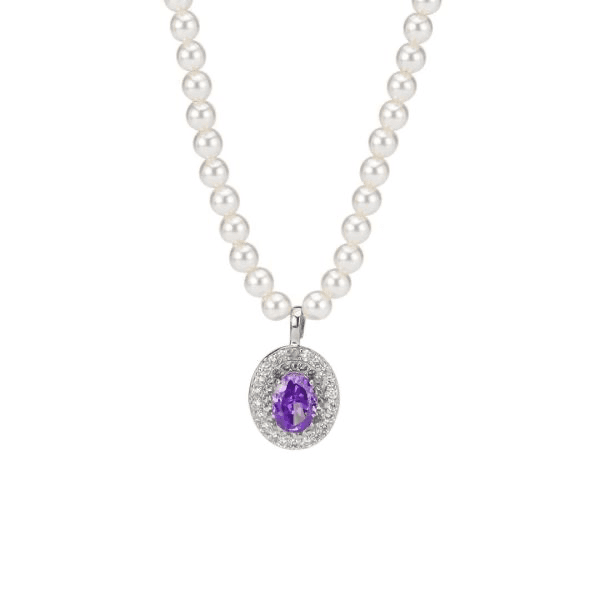 BOCCADAMO - Collana di perle con zircone ovale ametista SOPHIE in Collane Alba Gioielli - Casoria, commercioVirtuoso.it