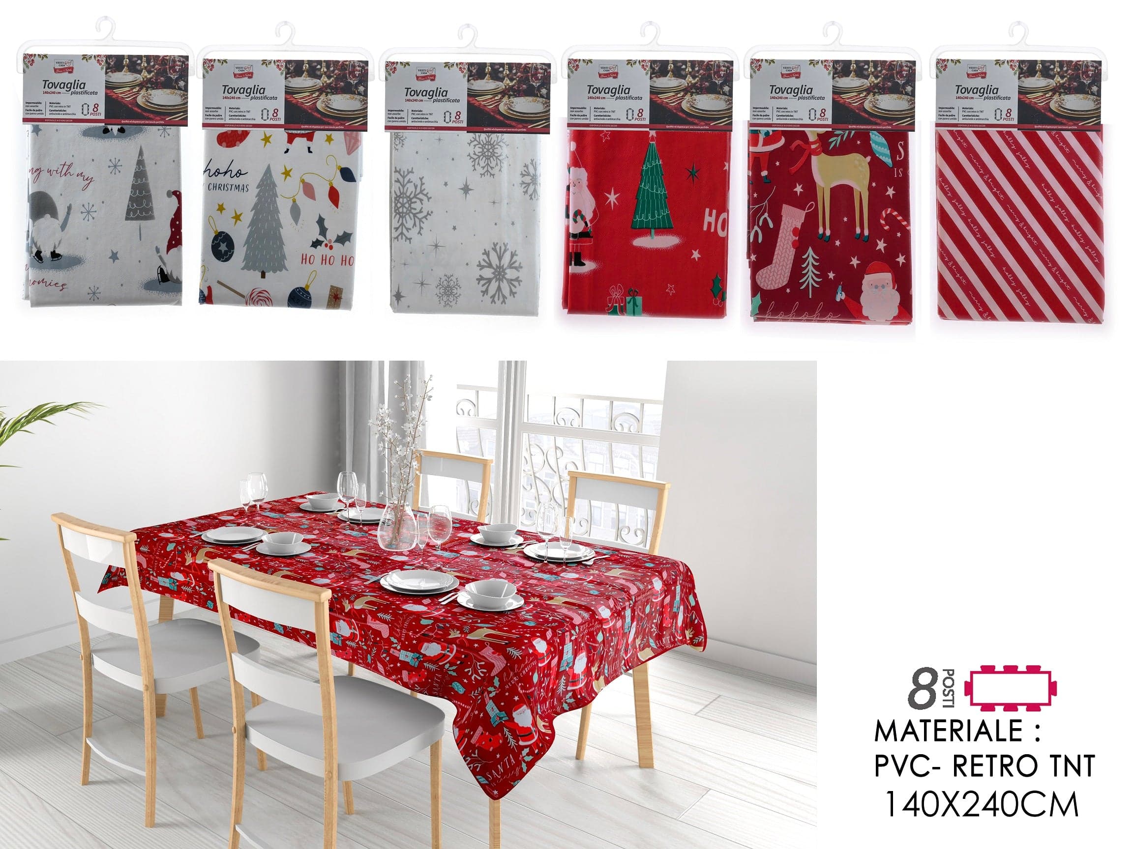 Tovaglia Natalizia 140x240cm 6 Assortimenti in Tovaglie Save The Money - Rimini, commercioVirtuoso.it