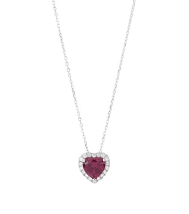 Boccadamo - Collana con cristallo pendente rubino a cuore con cornice di zirconi in Collane Alba Gioielli - Casoria, commercioVirtuoso.it