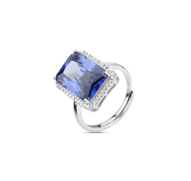 Boccadamo - Anello con centrale rettangolare tanzanite e zirconi in Anelli Alba Gioielli - Casoria, commercioVirtuoso.it