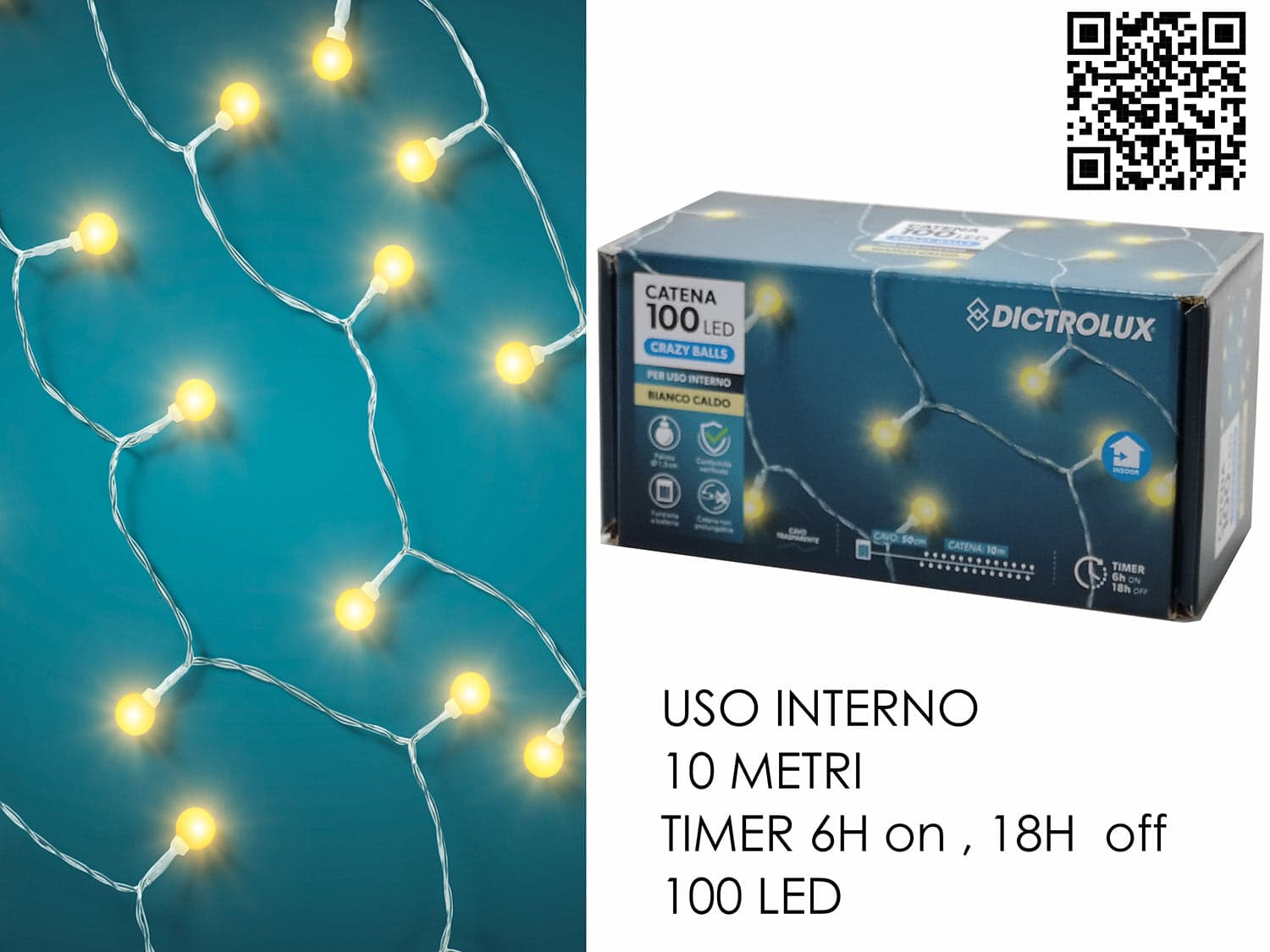 Catena Led 10MT con Palline 100 Led in Catene luminose Save The Money - Rimini, commercioVirtuoso.it
