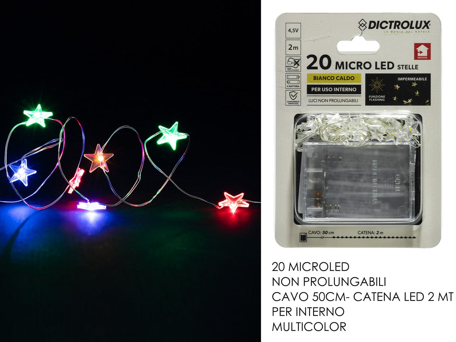 Filo Nudo 20 Led con Stelle Multicolore in Catene luminose Save The Money - Rimini, commercioVirtuoso.it