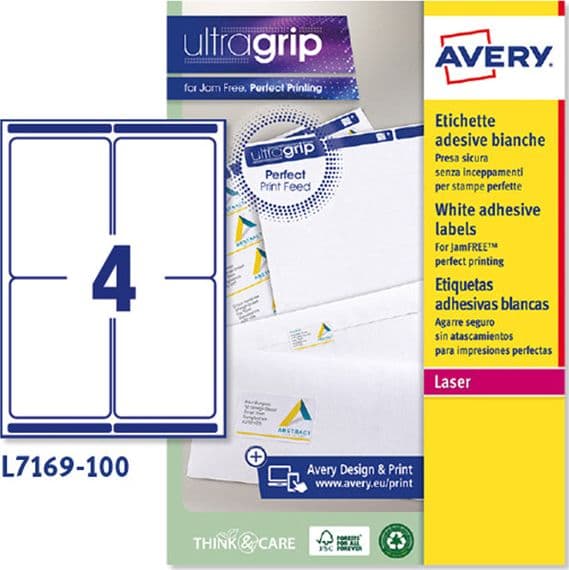 Etichetta Adesiva L7169 Bianca 100Fg A4 99,1X139Mm (4Et/Fg Avery in Etichette multifunzione Il Centro - Jesi, commercioVirtuoso.it