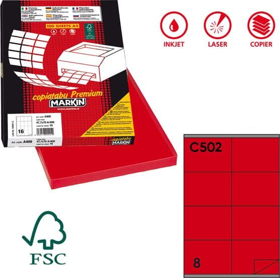 Etichetta Adesiva C/502 Rosso 100Fg A4 105X72Mm (8Et/Fg Markin in Etichette multifunzione Il Centro - Jesi, commercioVirtuoso.it