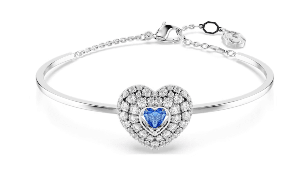 Swarovski - Bracciale rigido Hyperbola Cuore, Blu, Placcato rodio in Bracciali Alba Gioielli - Casoria, commercioVirtuoso.it