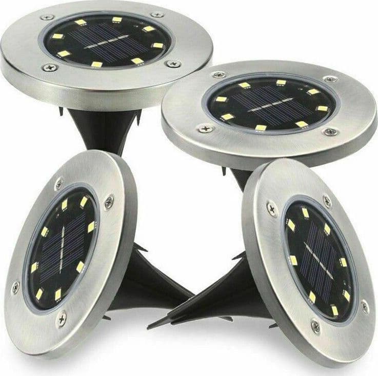 4X DISK LIGHTS PANNELLO SOLARE DA GIARDINO LED SENSORE CREPUSCOLARE FARETTO ip65 Illuminazione/Illuminazione per esterni/Luci per sentieri Zencoccostore - Formia, Commerciovirtuoso.it