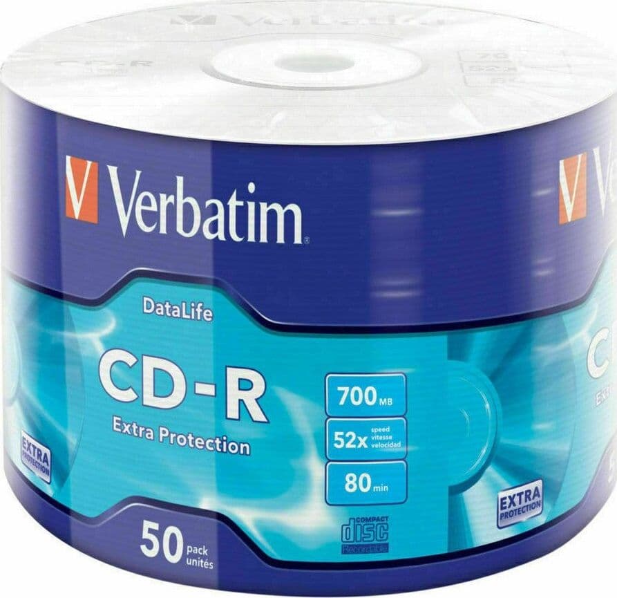 50 CD-R VERBATIM 100% Vergini Vuoti 52X 700Mb Per Audio 80 Min ORIGINALI Elettronica/Informatica/Accessori/Supporti vergini/DVD-R Zencoccostore - Formia, Commerciovirtuoso.it