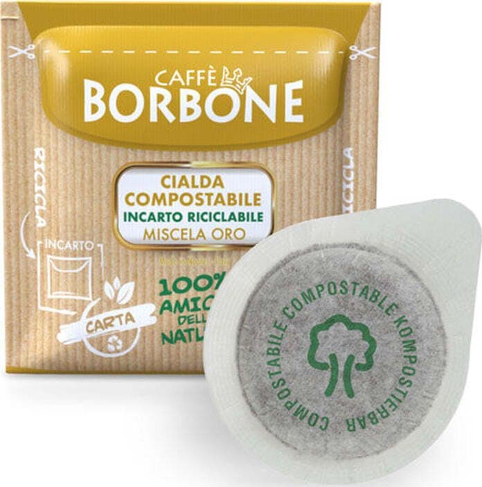 50-Cialde-Compostabili,-Miscela-Oro,-ESE-44mm,-Caffè-Borbone