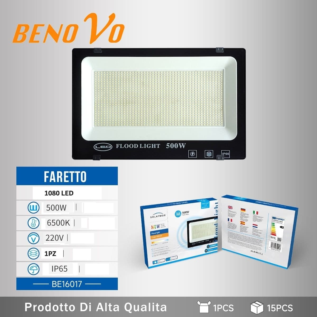 500W Faro Slim smd 1080 LED 22500lm Luce Fredda 6400k Esterno IP66 Illuminazione/Illuminazione per esterni/Proiettori Zencoccostore - Formia, Commerciovirtuoso.it