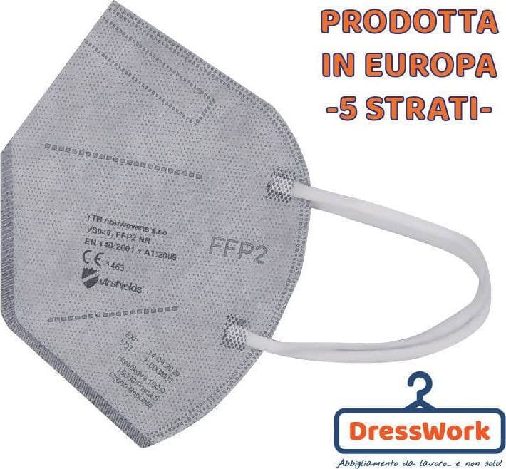 50x Mascherine FFP2 Grigie CE1463 Mascherina FFP Grigia Prodotta in Europa Virshields 5 strati Certificata colore Grigio € 0,69 cad Spedizione Gratuita in Mascherine a coppa Dresswork - Como, commercioVirtuoso.it