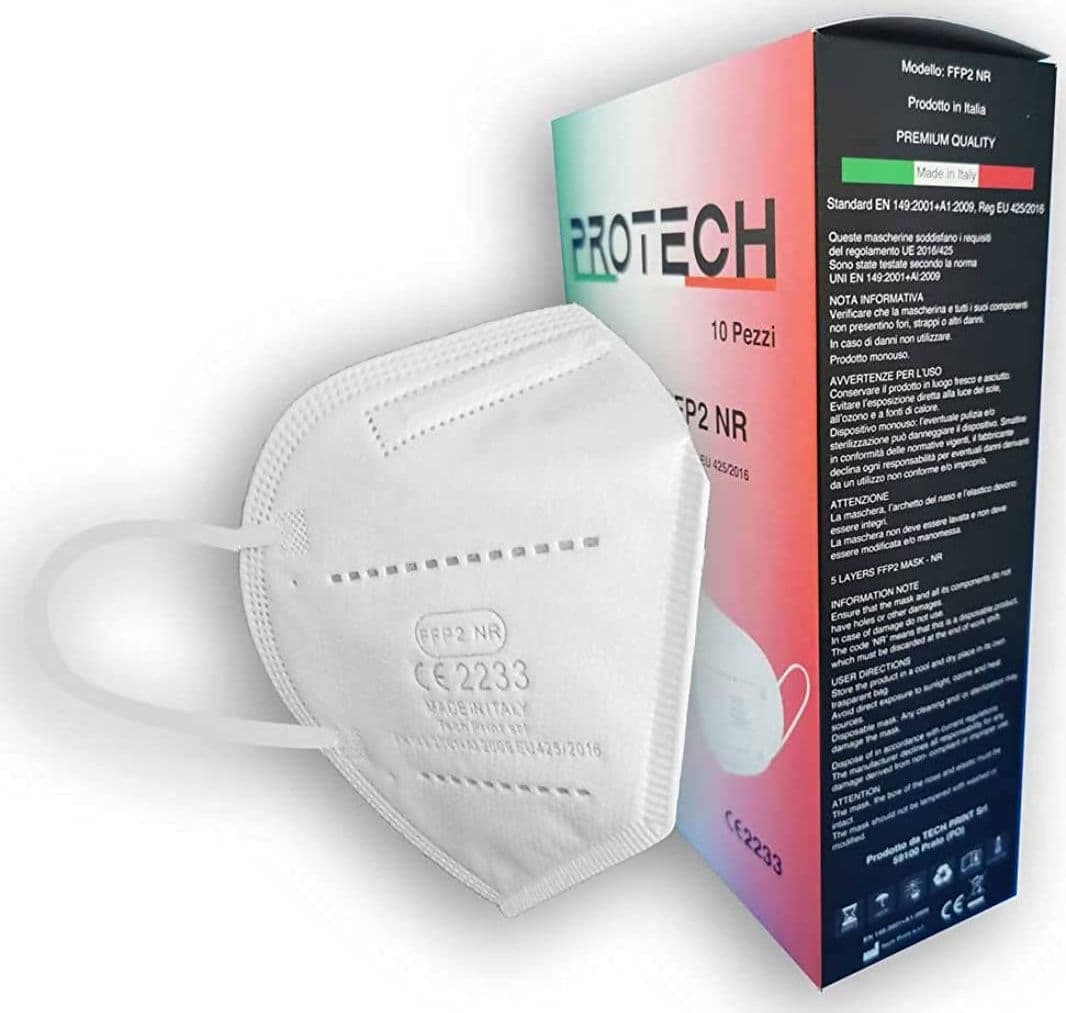 50x Mascherine Protettive FFP2 Prodotte in Italia Certificate CE 2233 | BFE ≥95% | Mascherina Filtrante Protettiva 0,80 cent€/cad Protech in Mascherine a coppa Dresswork - Como, commercioVirtuoso.it