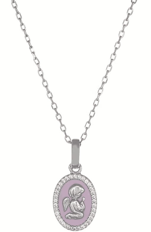 Amen -Collana Angelo Custode con Smalto Rosa e Zirconi in Collane Alba Gioielli - Casoria, commercioVirtuoso.it