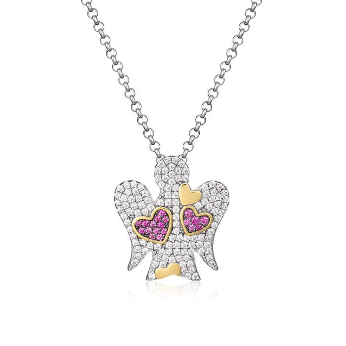 ROBERTO GIANNOTTI - COLLANA IN ARGENTO CON ANGELO CUORI E ZIRCONI in Collane Alba Gioielli - Casoria, commercioVirtuoso.it