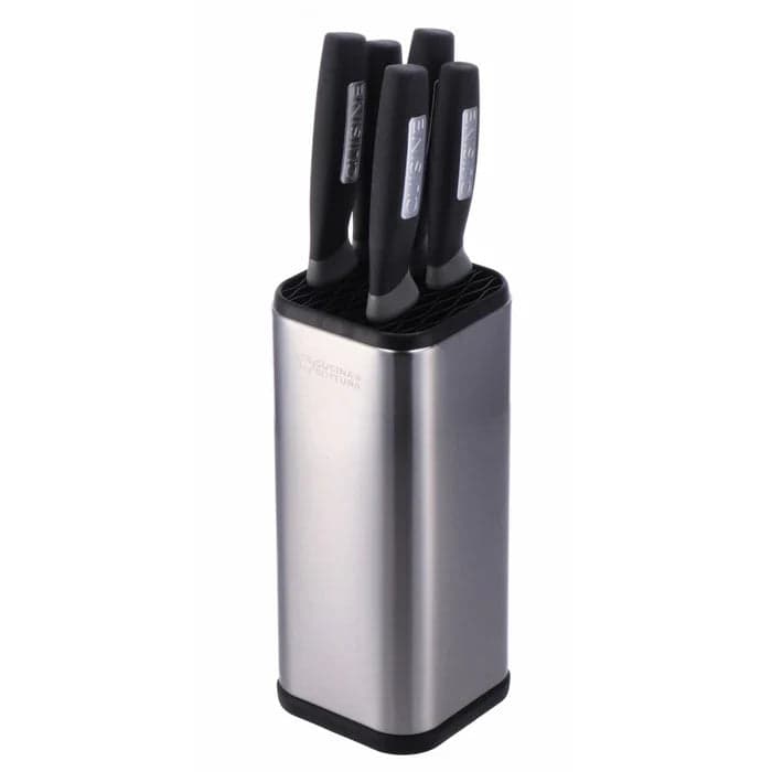 Set da 5 coltelli da cucina realizzati in acciaio inox, con ceppo. in Autocategorizzazione Più Di Più Ideas - Casalnuovo di Napoli, commercioVirtuoso.it