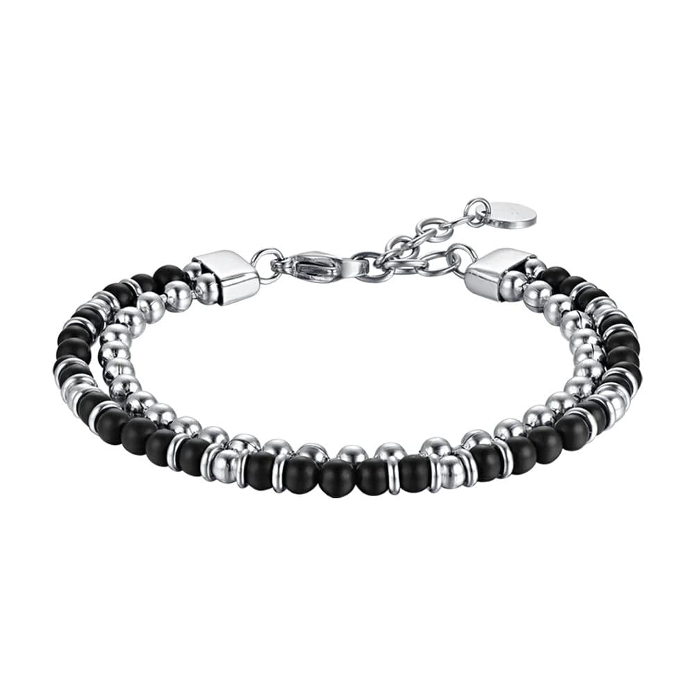 Luca Barra - Bracciale agata nera ed elementi in acciaio in Bracciali Alba Gioielli - Casoria, commercioVirtuoso.it