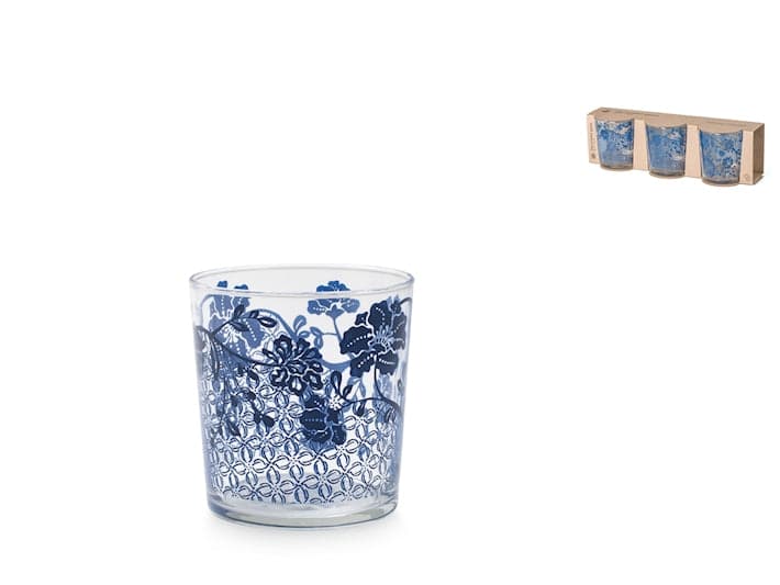 Set 3 bicchieri blu seta vetro decorato cl 35 in Autocategorizzazione Più Di Più Ideas - Casalnuovo di Napoli, commercioVirtuoso.it