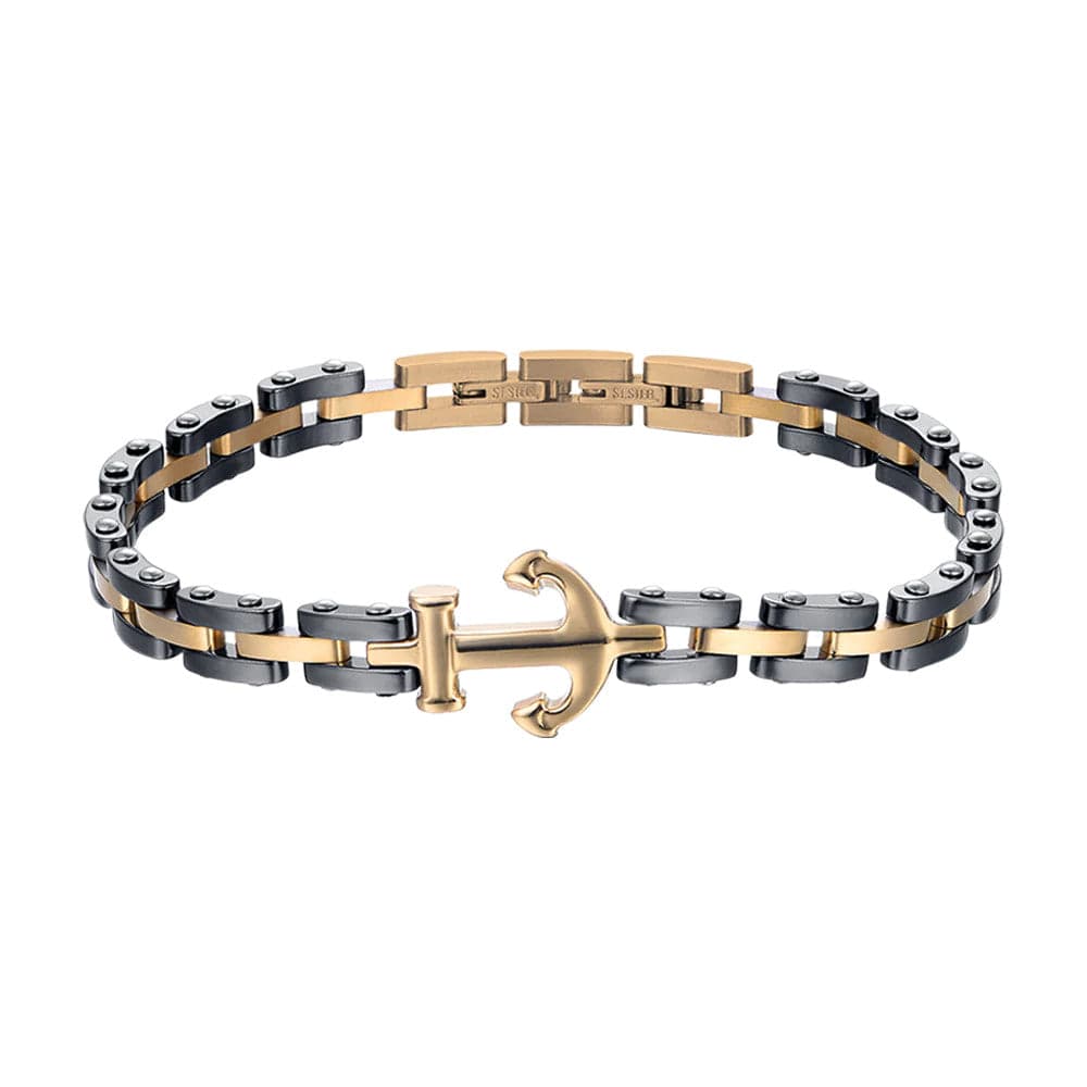 Luca Barra - Bracciale con elementi in ceramica nera ed ancora in Bracciali Alba Gioielli - Casoria, commercioVirtuoso.it