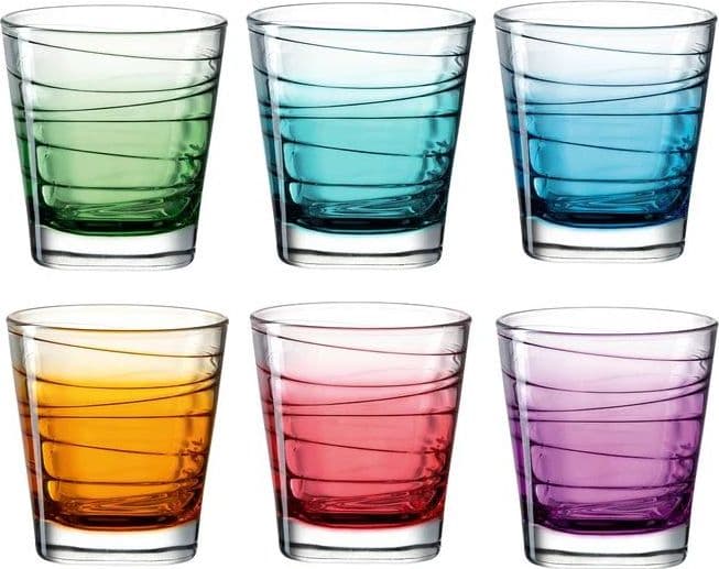 set 6 bicchieri Leonardo in vetro colorati 250 ml in Autocategorizzazione Più Di Più Ideas - Casalnuovo di Napoli, commercioVirtuoso.it