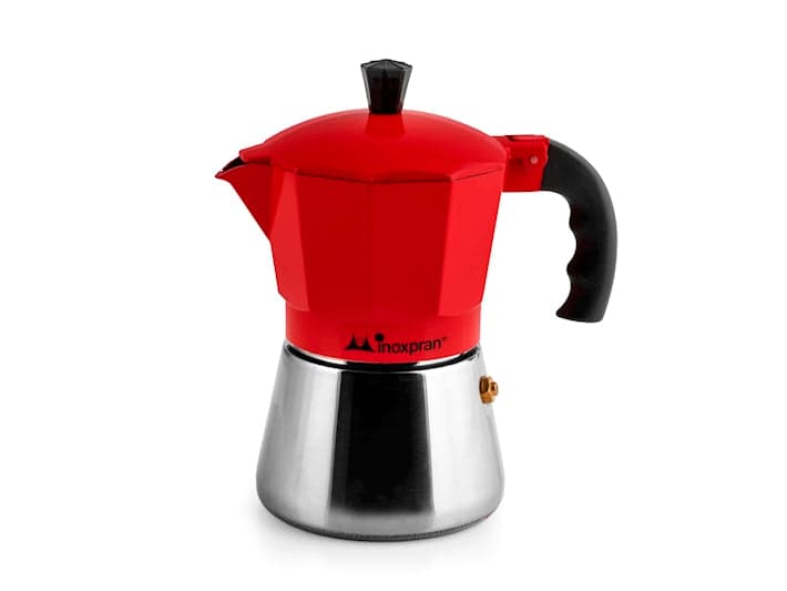 Caffettiera in alluminio con caldaia in acciaio inox inoxpran tazze tre rosso in Autocategorizzazione Più Di Più Ideas - Casalnuovo di Napoli, commercioVirtuoso.it