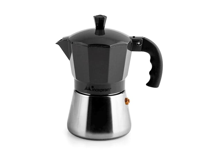 Caffettiera in alluminio con caldaia in acciaio inox inoxpran tazze tre antracite in Autocategorizzazione Più Di Più Ideas - Casalnuovo di Napoli, commercioVirtuoso.it
