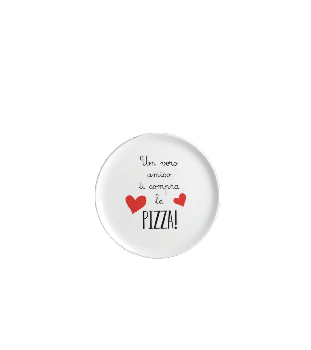 Piatto pizza in ceramica 32 cm con scritta un vero amico ti compra la pizza in Autocategorizzazione Più Di Più Ideas - Casalnuovo di Napoli, commercioVirtuoso.it