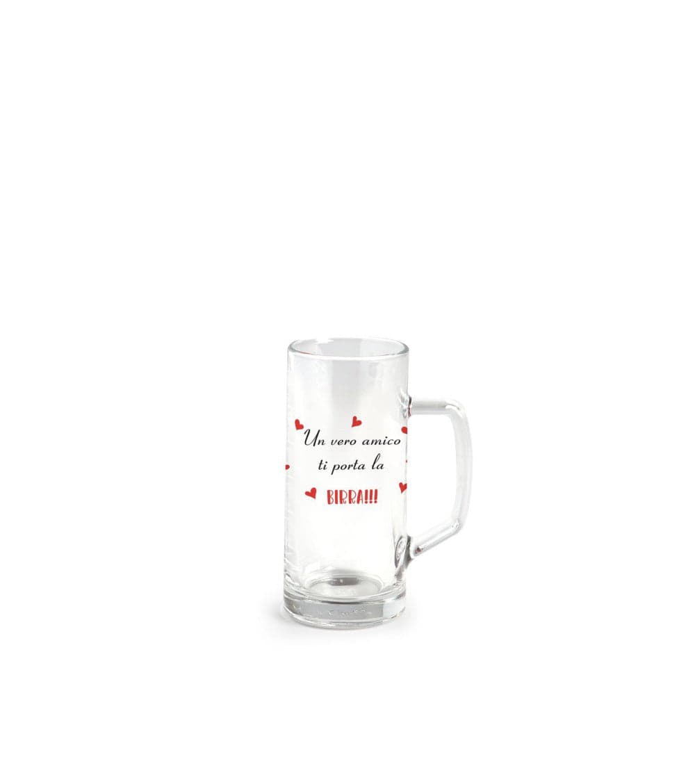 Bicchiere birra con manico 40 cl con scritta un vero amico ti porta la birra in Bicchieri da birra Più Di Più Ideas - Casalnuovo di Napoli, commercioVirtuoso.it