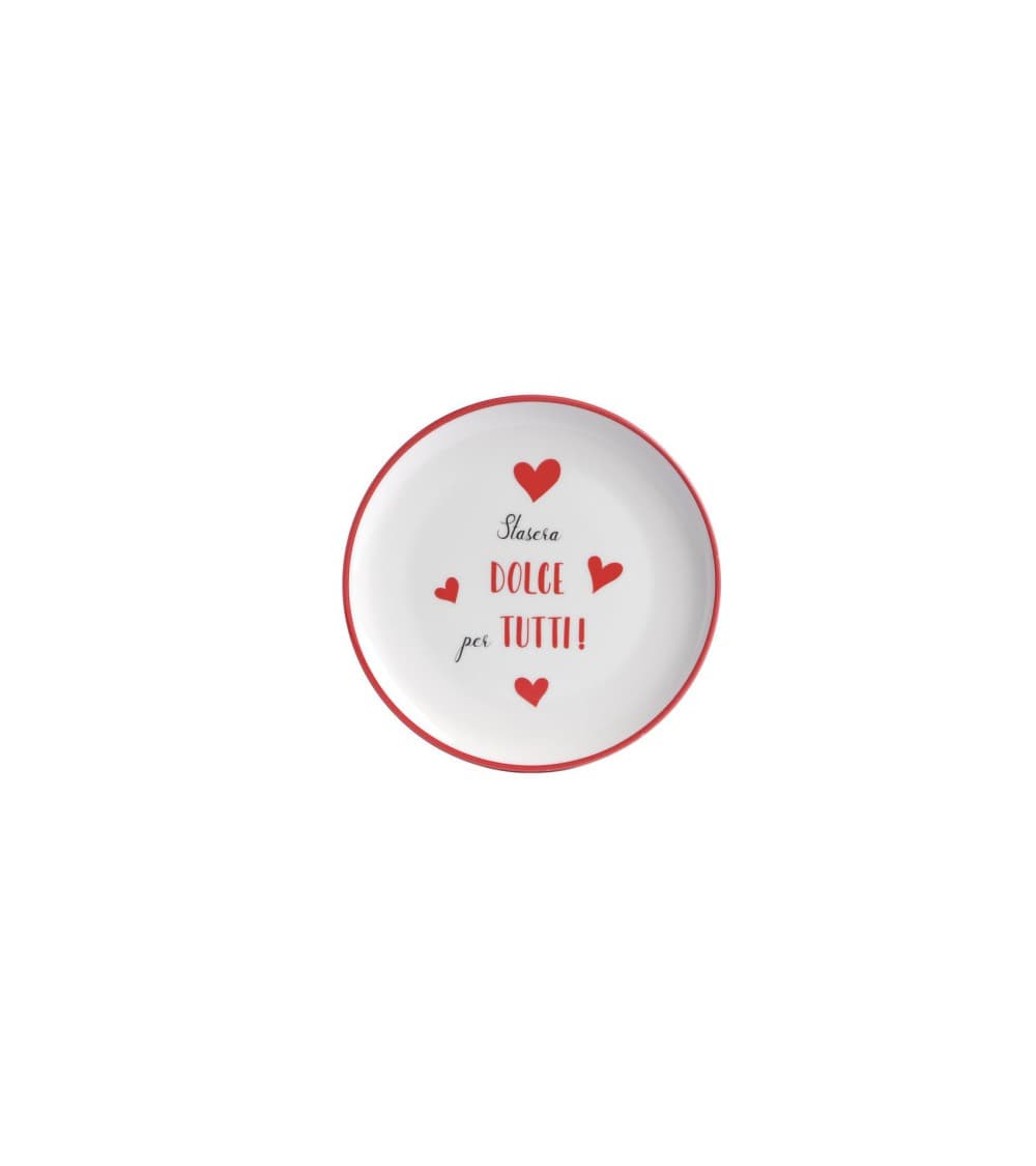 Piatto Bonbons in ceramica per dolce 28 cm con scritta stasera dolce per tutti in Autocategorizzazione Più Di Più Ideas - Casalnuovo di Napoli, commercioVirtuoso.it