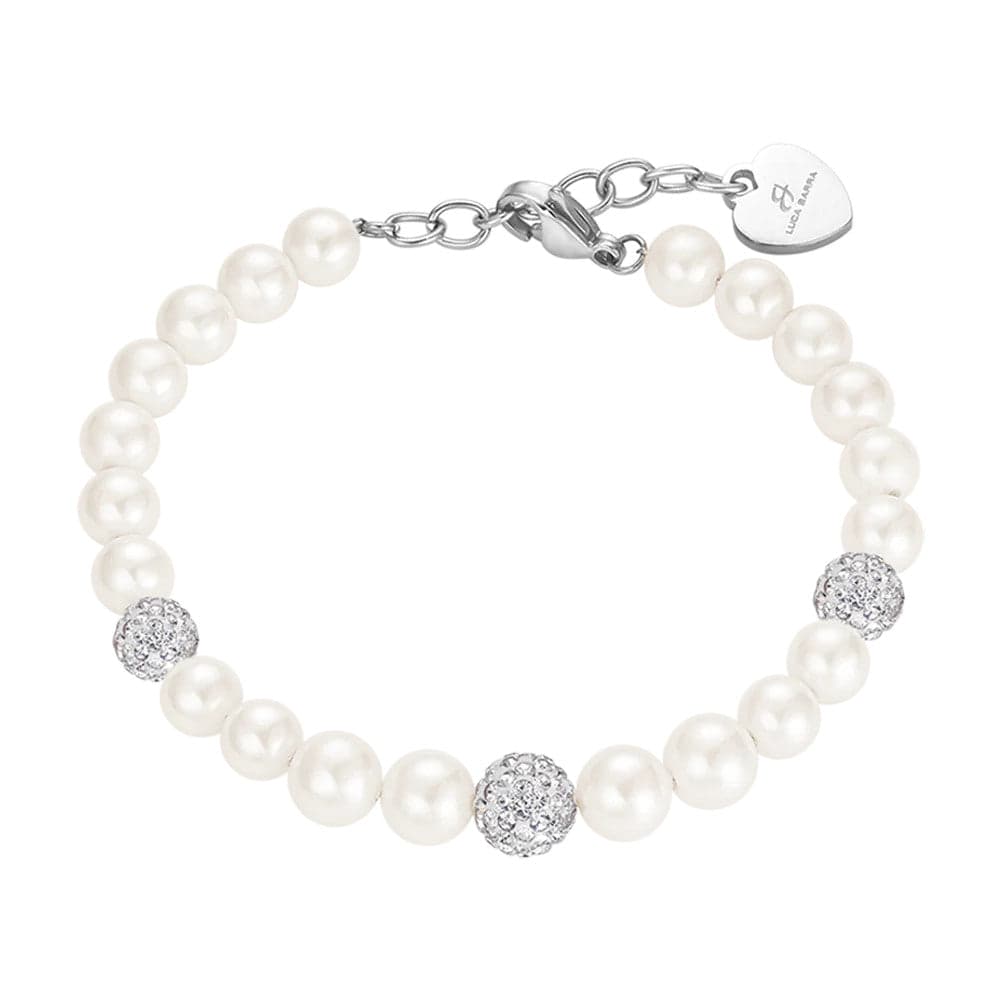 Luca Barra - Bracciale perle con cristalli bianchi in Bracciali Alba Gioielli - Casoria, commercioVirtuoso.it