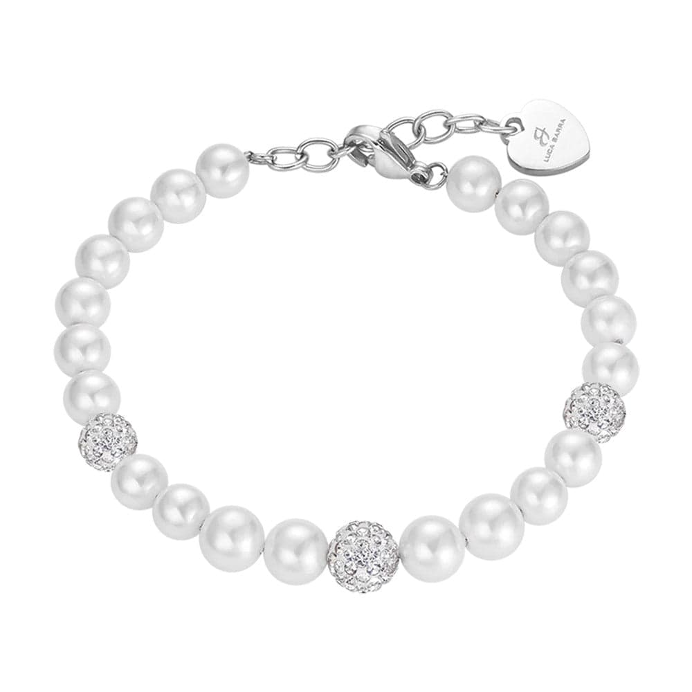 Luca Barra - Bracciale perle con cristalli bianchi in Bracciali Alba Gioielli - Casoria, commercioVirtuoso.it