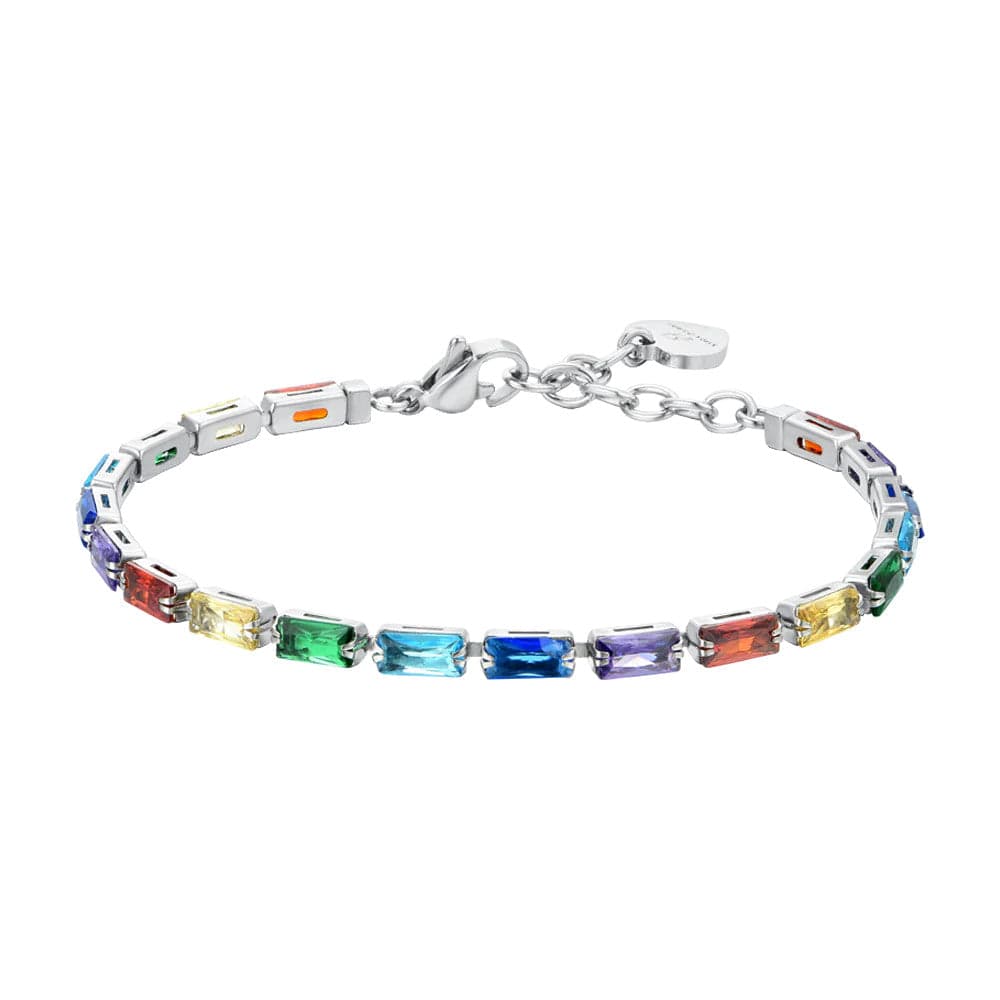 Luca Barra - Bracciale tennis zirconi baguette multicolor in Bracciali Alba Gioielli - Casoria, commercioVirtuoso.it