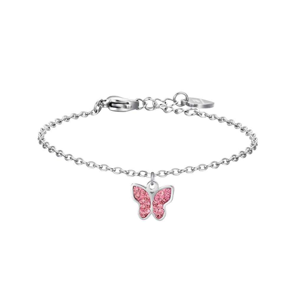 LUCA BARRA - BRACCIALE BAMBINA CON FARFALLA E CRISTALLI ROSA in Bracciali Alba Gioielli - Casoria, commercioVirtuoso.it