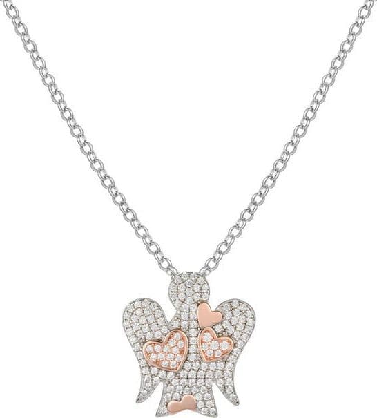 ROBERTO GIANNOTTI - COLLANA IN ARGENTO CON ANGELO CUORI E ZIRCONI in Collane Alba Gioielli - Casoria, commercioVirtuoso.it