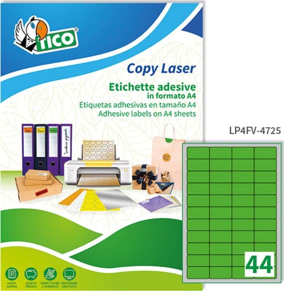 Etichetta Adesiva Lp4F Verde Fluo 70Fg A4 47,5X25,5Mm (44Et/Fg Tico in Etichette multifunzione Il Centro - Jesi, commercioVirtuoso.it